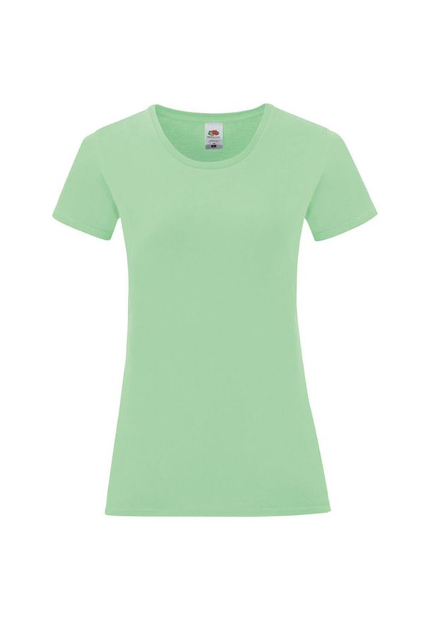 FRUIT OF THE LOOM - Koszulka Damska Z Bawełny Czesanej Iconic. Kolor: zielony. Materiał: bawełna. Sport: turystyka piesza