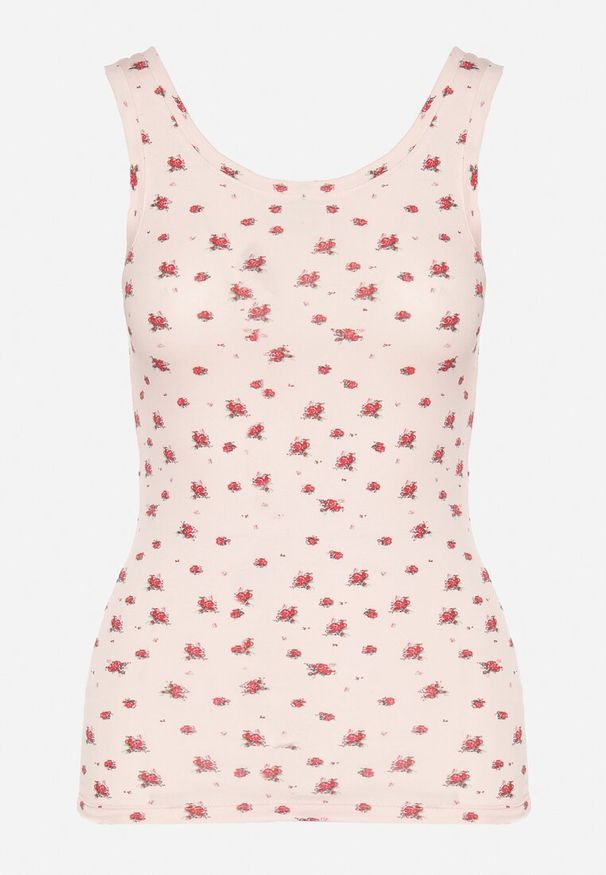 Born2be - Różowy Bawełniany Top z Kwiatowym Wzorem Venitte. Okazja: na co dzień. Kolor: różowy. Materiał: bawełna. Wzór: kwiaty. Styl: casual, klasyczny