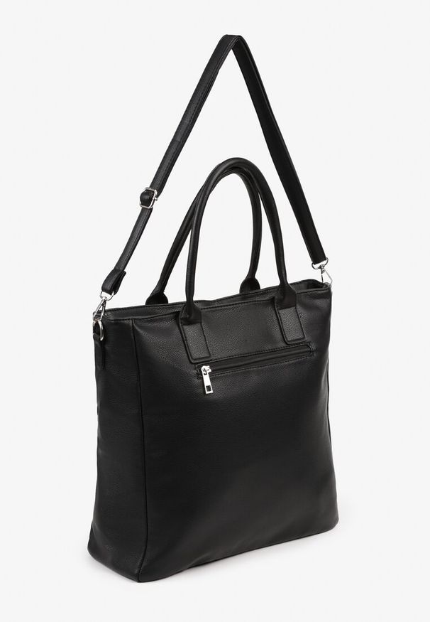 Renee - Czarna Torebka Typu Shopper z Paskiem Crossbody Zdobiona Aplikacją Idaniela. Kolor: czarny. Wzór: aplikacja. Dodatki: z aplikacjami. Materiał: zdobione. Styl: elegancki, casual. Rodzaj torebki: na ramię