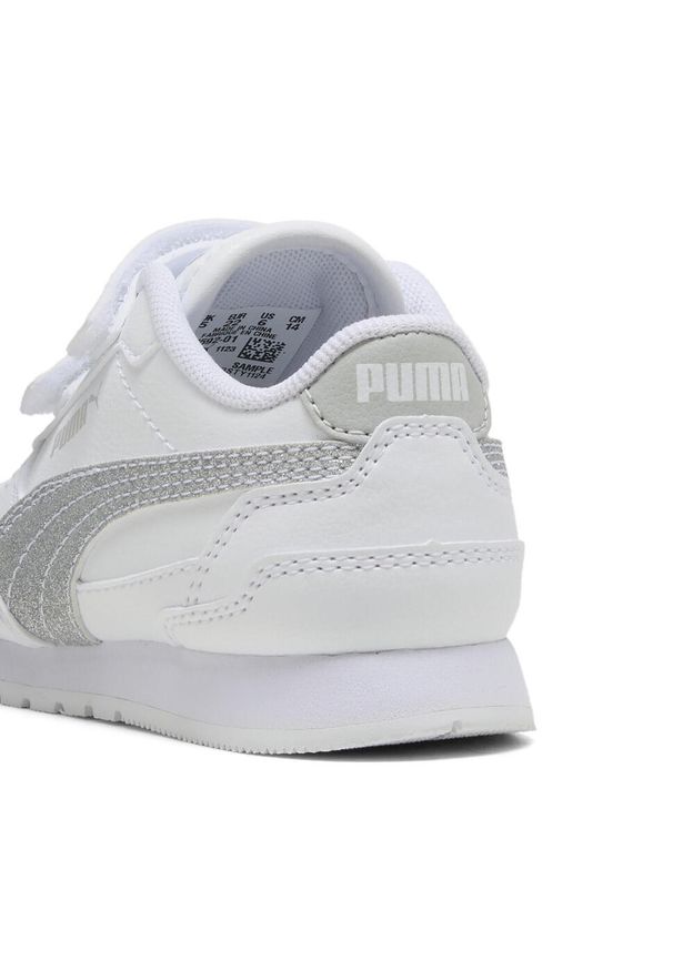 Puma - Dziecięce sneakersy ST Runner v4 Glitter PUMA. Zapięcie: pasek. Kolor: szary, biały, wielokolorowy. Sport: turystyka piesza