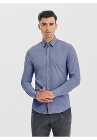 Pako Lorente - PAKO LORENTE – Niebieska koszula melanż. Kolor: niebieski. Materiał: poliester, bawełna. Długość rękawa: długi rękaw. Długość: długie. Wzór: melanż #1