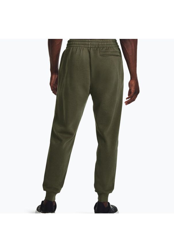 Spodnie fitness męskie Under Armour Rival Fleece Joggers. Kolor: zielony, wielokolorowy. Materiał: dresówka. Sport: fitness