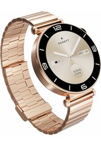 GARETT - Garett Rose Różowe złoto stalowy. Rodzaj zegarka: smartwatch. Kolor: złoty, wielokolorowy, różowy, szary. Materiał: skóra. Styl: sportowy, casual, elegancki