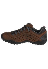 Buty trekkingowe Merrell Intercept M J598633 brązowe. Nosek buta: okrągły. Zapięcie: sznurówki. Kolor: brązowy. Materiał: materiał. Szerokość cholewki: normalna