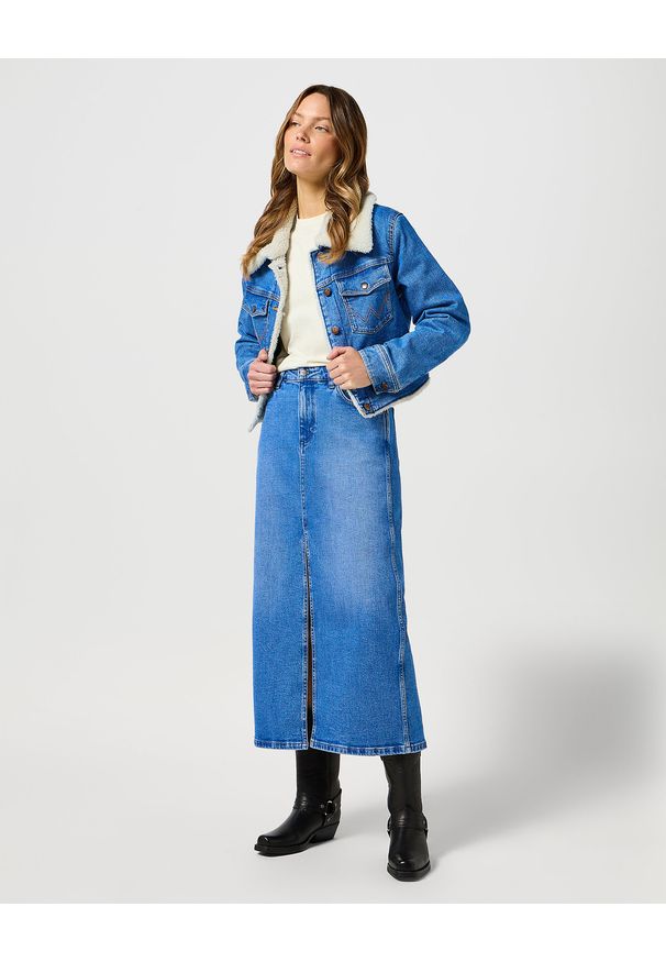 Wrangler - DAMSKA SPÓDNICA WRANGLER DENIM MAXI SKIRT ONCE LOVED 112356425. Materiał: denim
