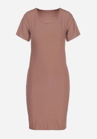 Born2be - Brązowa Casualowa Sukienka z Bawełną Lumelisse. Okazja: na co dzień. Kolor: brązowy. Materiał: bawełna. Typ sukienki: proste. Styl: casual #5