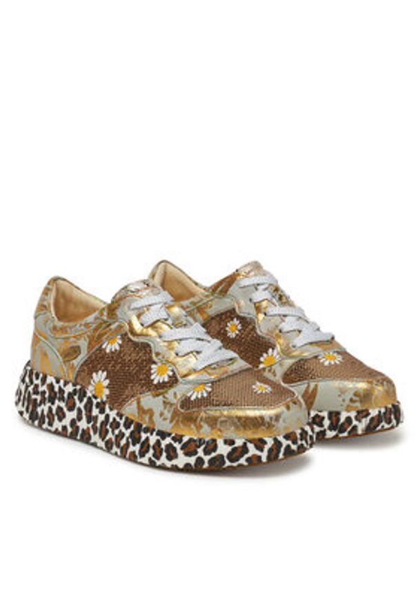 Laura Vita Sneakersy Nikito 52 Złoty. Kolor: złoty. Materiał: skóra