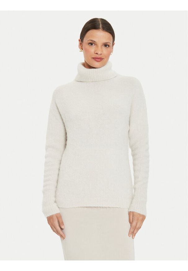 Kontatto Golf 3M0233 Beżowy Regular Fit. Typ kołnierza: golf. Kolor: beżowy. Materiał: syntetyk, wełna