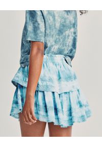 LOVE SHACK FANCY - Niebieska spódnica mini Ruffle. Kolor: niebieski. Materiał: bawełna, koronka, tkanina. Wzór: koronka #3