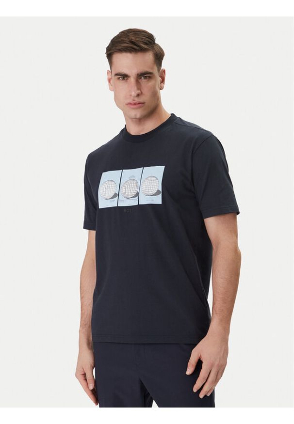 BOSS T-Shirt Terrace Photo 50559353 Granatowy Relaxed Fit. Kolor: niebieski. Materiał: bawełna