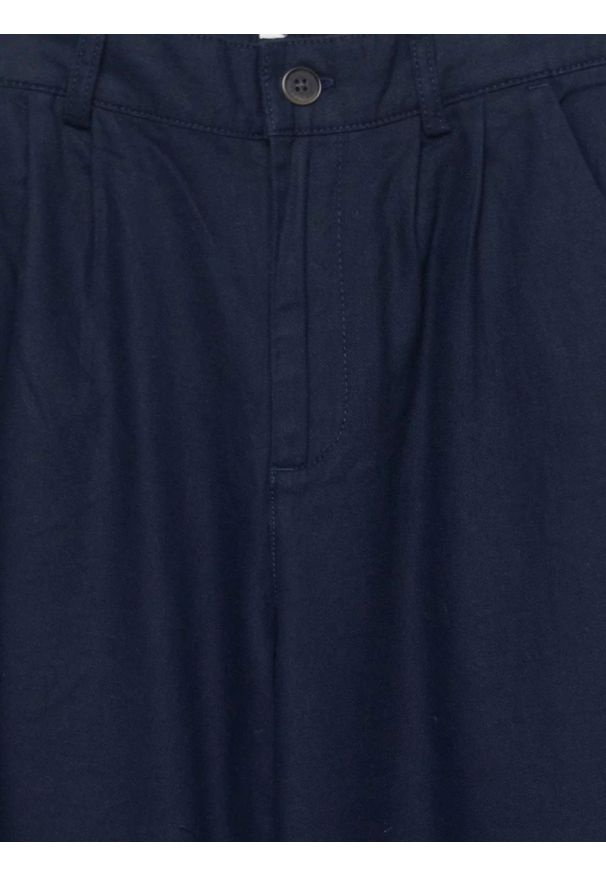 Big-Star - Spodnie damskie wide z domieszką lnu granatowe Malusi 403. Stan: podwyższony. Kolor: niebieski. Materiał: len. Sezon: lato. Styl: elegancki