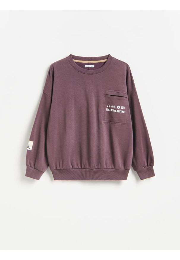 Reserved - Bluza oversize - fioletowy. Kolor: fioletowy. Materiał: bawełna, dzianina
