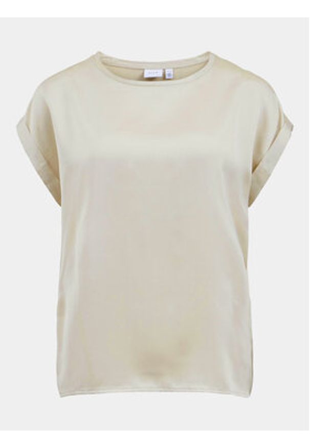 Vila T-Shirt Ellette 14059563 Beżowy Regular Fit. Kolor: beżowy. Materiał: syntetyk
