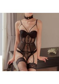 Intica - Biustonosz z koronką i majtki komplet bielizny usztywniany Rifka. Kolor: czarny. Materiał: koronka. Wzór: koronka #4