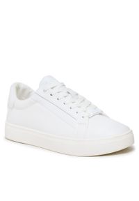 Sneakersy Calvin Klein Logo Cupsole Lace Up HW0HW01353 Bright White YBR. Kolor: biały. Materiał: skóra