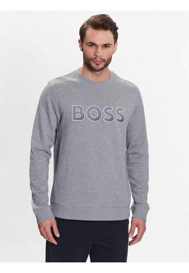 BOSS - Boss Bluza 50483018 Szary Regular Fit. Kolor: szary. Materiał: bawełna