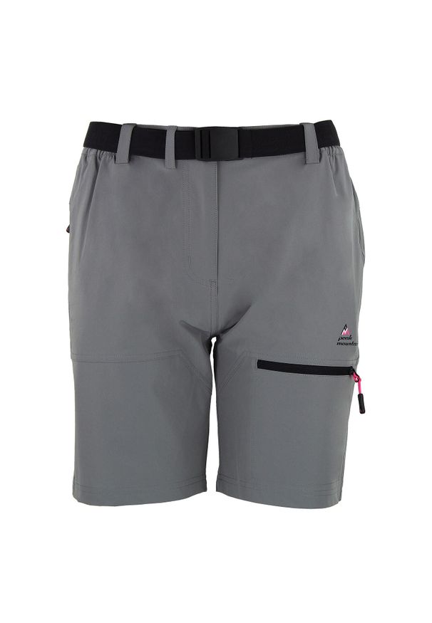 PEAK MOUNTAIN - Szorty z paskiem dla kobiet Peak Mountain. Kolor: szary. Sport: turystyka piesza