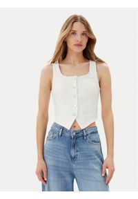 Vero Moda Top Wild Alinia 10323777 Biały Slim Fit. Kolor: biały. Materiał: bawełna