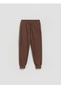 Reserved - Bawełniane joggery - ciemnobrązowy. Kolor: brązowy. Materiał: bawełna #1