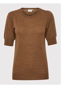 Kaffe Sweter Merin 10506856 Brązowy Regular Fit. Kolor: brązowy. Materiał: wełna #3
