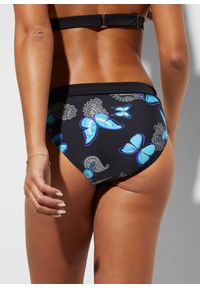 bonprix - Figi bikini. Kolor: czarny. Materiał: poliamid. Wzór: nadruk