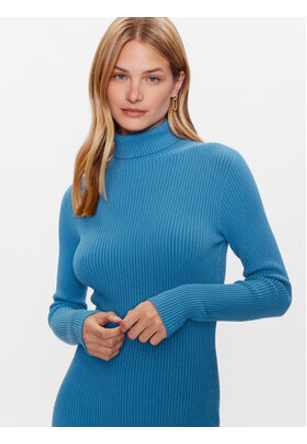 Kontatto Sukienka dzianinowa 3M7616N Niebieski Slim Fit. Kolor: niebieski. Materiał: syntetyk