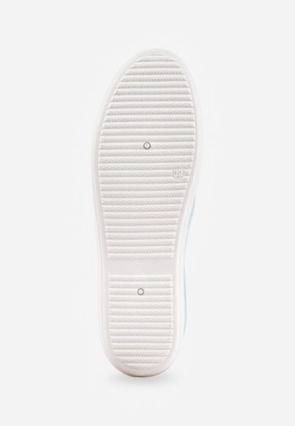 Born2be - Niebieskie Tenisówki na Płaskiej Podeszwie ze Sznurowaniem i Okrągłym Noskiem Ezoma. Okazja: na co dzień. Nosek buta: okrągły. Zapięcie: sznurówki. Kolor: niebieski. Materiał: materiał, jeans. Wzór: kropki. Obcas: na płaskiej podeszwie. Styl: casual