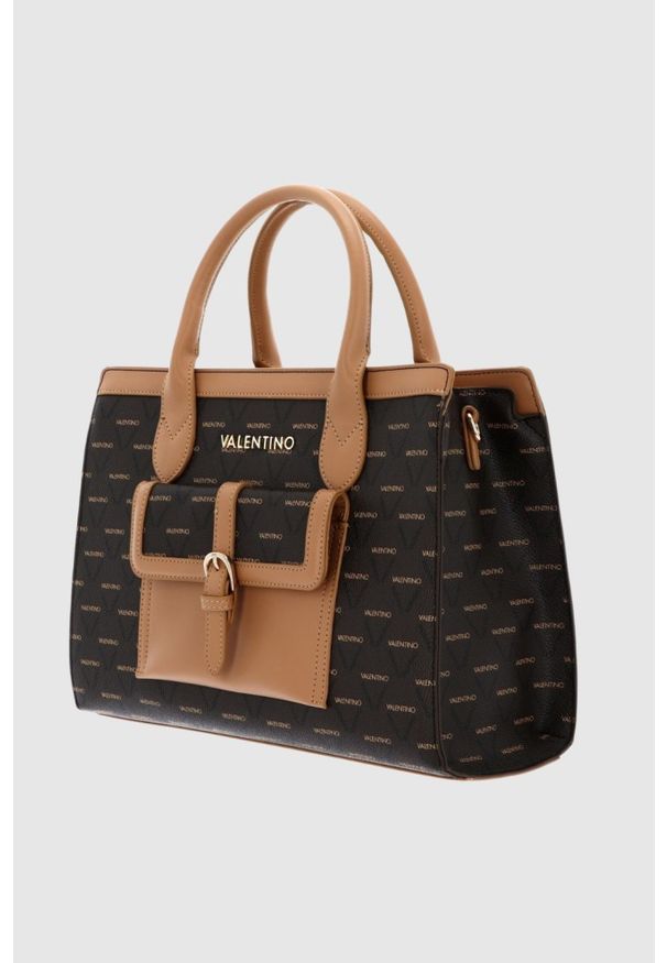 Valentino by Mario Valentino - VALENTINO Brązowa shopperka Liuto. Kolor: brązowy. Wzór: paski