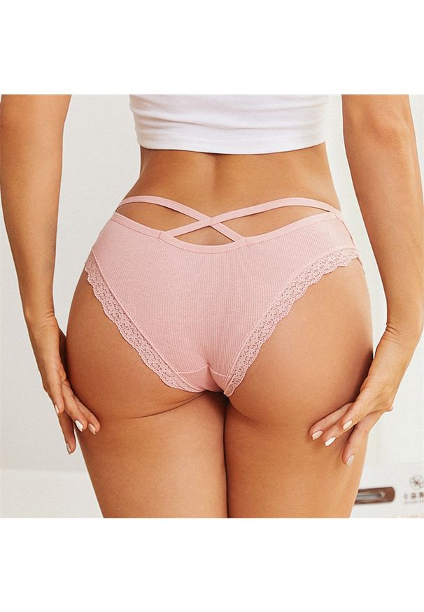 Intica - Figi z paseczkami i koronką na co dzień i okazje Vladena. Kolor: brązowy. Materiał: koronka. Wzór: koronka