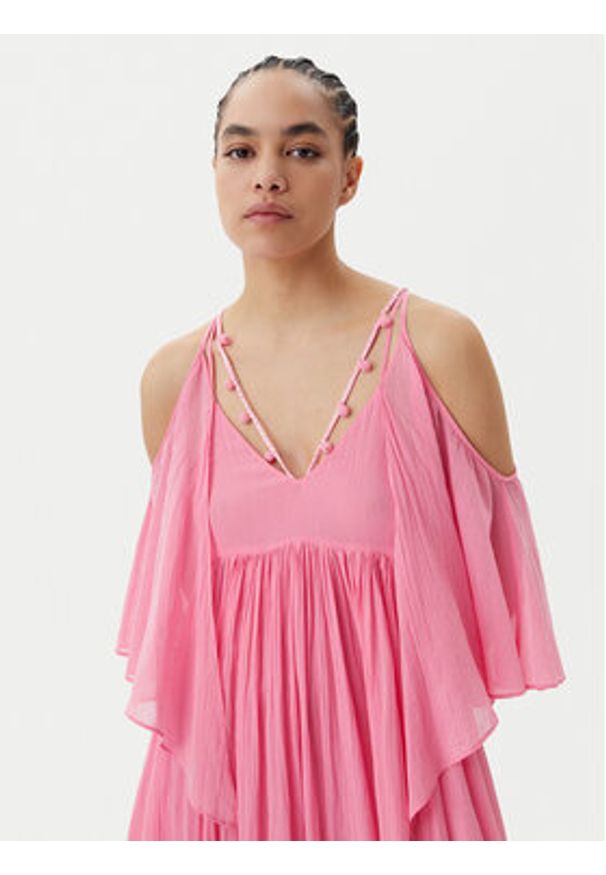 Pinko - PINKO Sukienka letnia Io Canto Abito 104950 A2G4 Różowy Relaxed Fit. Kolor: różowy. Materiał: bawełna. Sezon: lato