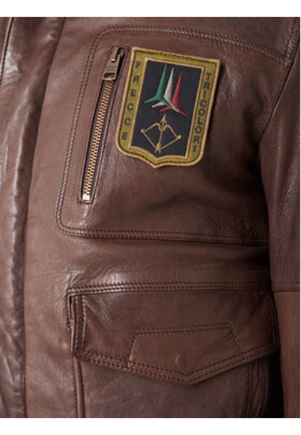 Aeronautica Militare Kurtka skórzana 252PN0846U100839 Brązowy Regular Fit. Kolor: brązowy. Materiał: skóra