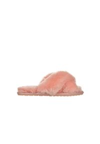 emu - Kapcie Emu Mayberry Baby Pink 119132, Róż, Futro naturalne. Kolor: różowy. Materiał: skóra. Wzór: paski. Styl: elegancki
