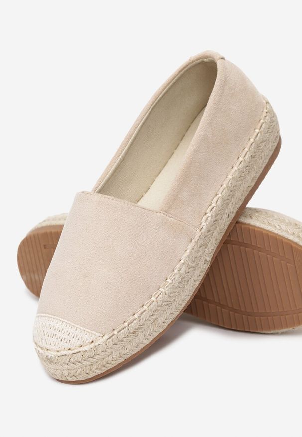 Renee - Beżowe Espadryle na Plecionej Podeszwie Sirelora. Okazja: na co dzień, na spacer. Kolor: beżowy. Materiał: jeans, len. Sezon: lato, wiosna. Styl: casual, boho