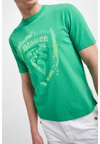 Blauer - T-shirt męski BLAUER. Materiał: prążkowany, bawełna. Wzór: nadruk #5