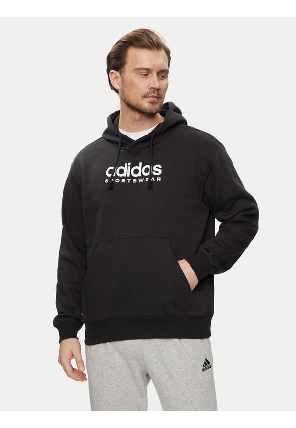 Adidas - adidas Bluza All SZN Fleece Graphic Hoodie IC9771 Czarny Loose Fit. Kolor: czarny. Materiał: bawełna