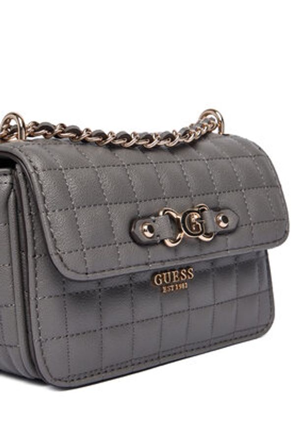 Guess Torebka Nadira Mini HWQG84 24780 Szary. Kolor: szary. Materiał: skórzane
