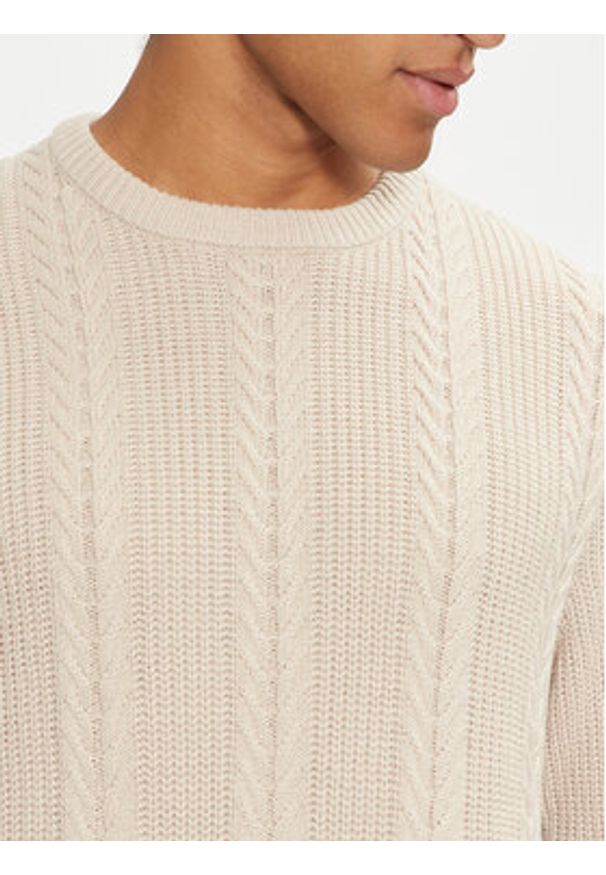Jack & Jones - Jack&Jones Sweter 12261436 Beżowy Regular Fit. Kolor: beżowy. Materiał: bawełna