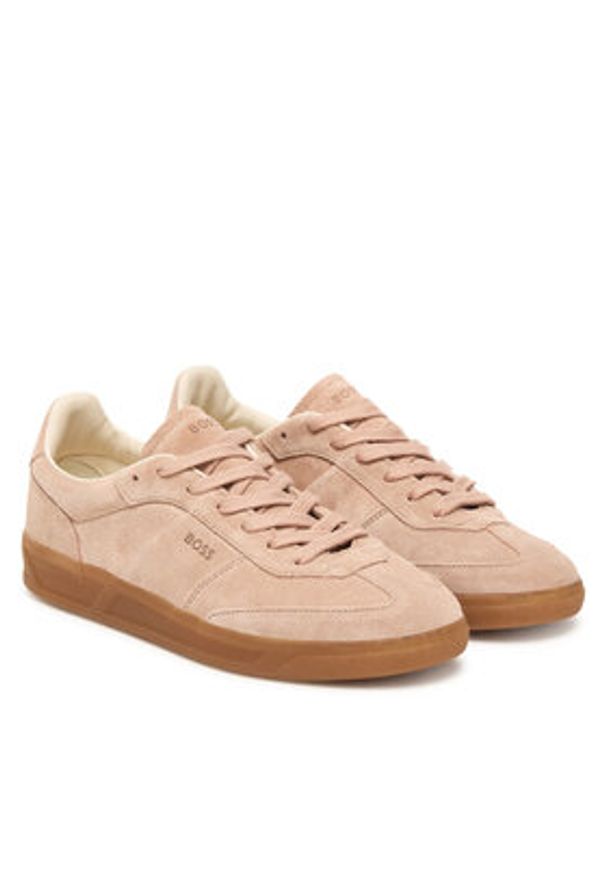 BOSS Sneakersy Brenta 50536645 Różowy. Kolor: różowy. Materiał: skóra, zamsz