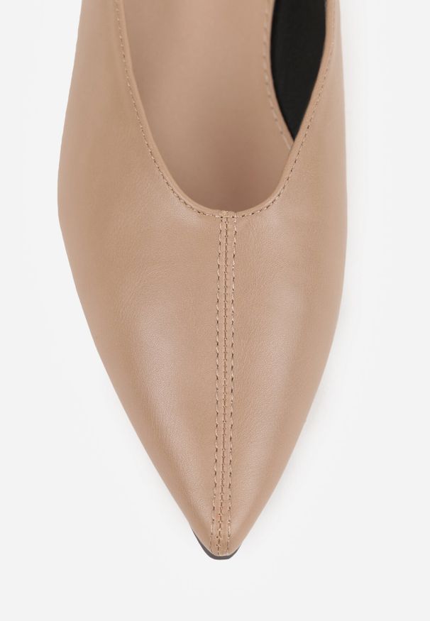 Born2be - Ciemnobeżowe Balerinki Vices ze Szpiczastym Noskiem i Wkładką ze Skóry Naturalnej Belvisse. Okazja: na co dzień, na spotkanie biznesowe, do pracy. Nosek buta: szpiczasty. Kolor: beżowy. Materiał: skóra. Sezon: wiosna. Obcas: na obcasie. Styl: casual, biznesowy, klasyczny. Wysokość obcasa: niski