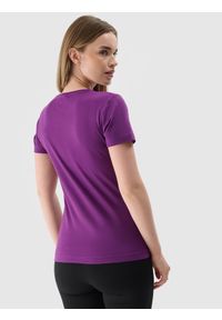 4f - 4F T-shirt slim z nadrukiem damski - fioletowy S. Okazja: na co dzień. Kolor: fioletowy. Materiał: dzianina, bawełna, jersey. Wzór: nadruk. Styl: klasyczny, sportowy, casual