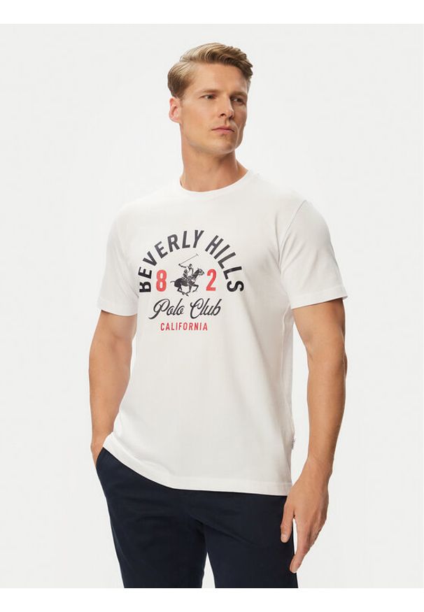 Beverly Hills Polo Club T-Shirt P-SS26M-TS1290 Biały Regular Fit. Typ kołnierza: polo. Kolor: biały. Materiał: bawełna