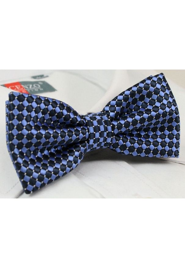 Modna Mucha Męska - Alties - Granat z Niebieskim. Kolor: niebieski. Wzór: kratka. Styl: sportowy, elegancki