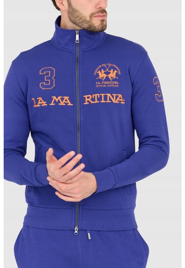 La Martina - LA MARTINA Fioletowa bluza męska na zamek, Rozmiar XL. Kolor: fioletowy