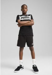 Puma - Młodzieżowa koszulka Essentials Block PUMA Black. Kolor: czarny. Wzór: haft
