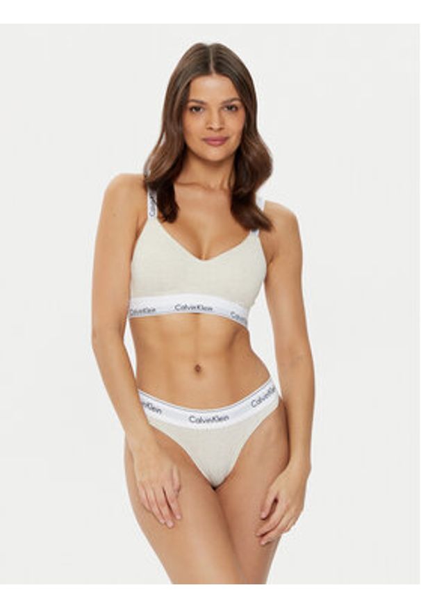 Calvin Klein Underwear Stringi 0000F3786E Beżowy. Kolor: beżowy. Materiał: bawełna