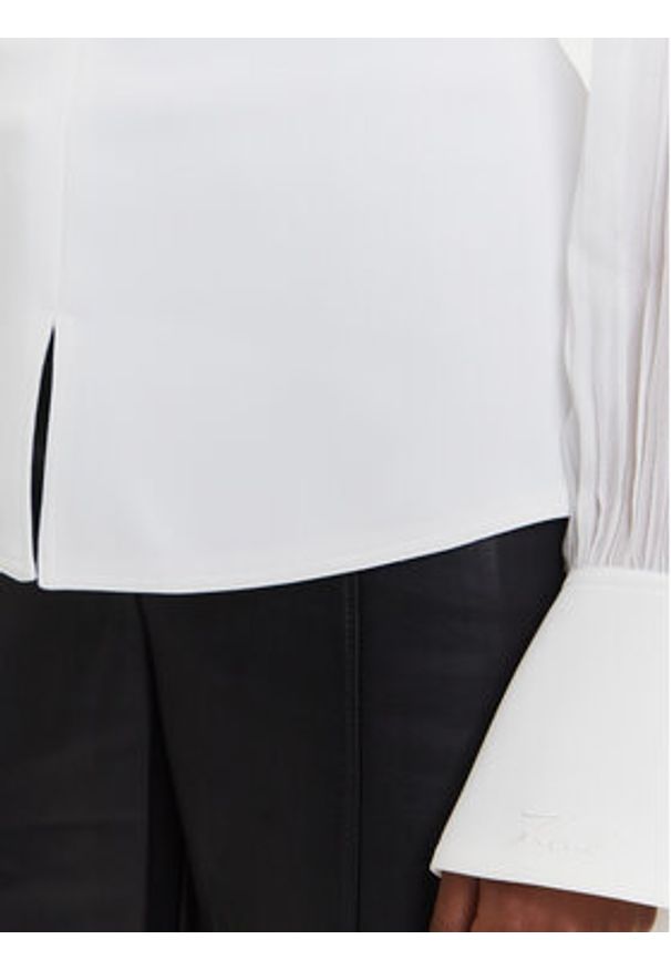 Karl Lagerfeld - KARL LAGERFELD Bluzka A3W11025 Écru Slim Fit. Typ kołnierza: dekolt w karo. Materiał: wiskoza