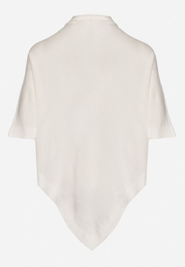 Born2be - Biała Asymetryczna Bluzka w Stylu Narzutki Oversize Otisha. Okazja: na co dzień. Typ kołnierza: dekolt w kształcie V. Kolor: biały. Materiał: jeans. Styl: casual, elegancki