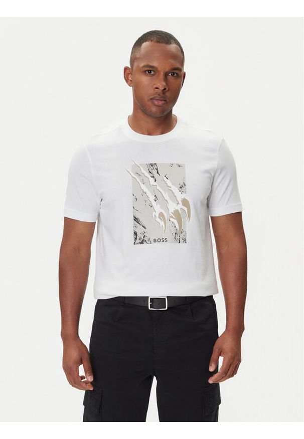 BOSS T-Shirt Te_Animali 50546362 Biały Regular Fit. Kolor: biały. Materiał: bawełna