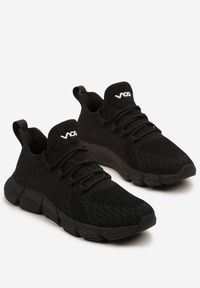 Born2be - Czarne Wsuwane Buty Sportowe Sneakersy z Siateczki na Tłoczonej Podeszwie Salafina. Okazja: na co dzień. Zapięcie: bez zapięcia. Kolor: czarny #3