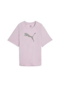 Puma - Damska koszulka z nadrukiem EVOSTRIPE PUMA Grape Mist Purple. Kolor: fioletowy. Wzór: nadruk